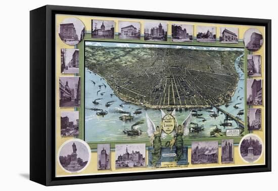 Birds Eye Map Of St Louis Mo 1896-Vintage Lavoie-Framed Stretched Canvas