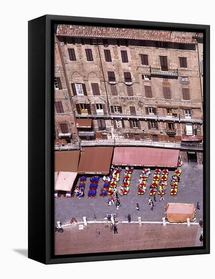 Birds Eye Veiw of Sienna-Il Campo, Tuscany, Italy-Peter Thompson-Framed Stretched Canvas