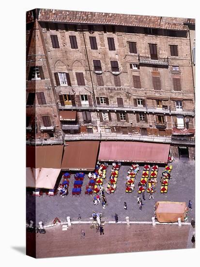 Birds Eye Veiw of Sienna-Il Campo, Tuscany, Italy-Peter Thompson-Stretched Canvas