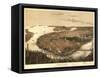 Birds Eye View of Boston - 1877-Prang & Company-Framed Stretched Canvas