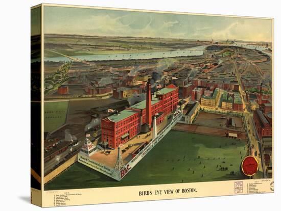 Birds Eye View of Boston - 1902-null-Stretched Canvas