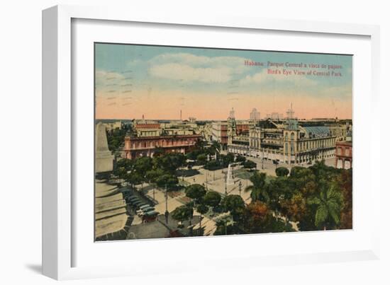 Birds-Eye View of Central Park, Havana, Cuba, C1919-null-Framed Giclee Print