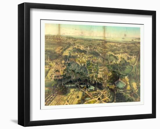 Birds Eye View of Greenwood Cemetery Near New York, USA, America-John Bachmann-Framed Giclee Print