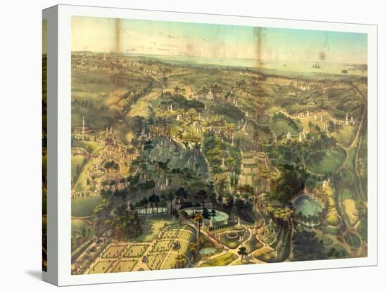 Birds Eye View of Greenwood Cemetery Near New York, USA, America-John Bachmann-Stretched Canvas