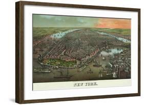 Birds-Eye View of Manhattan, New York-null-Framed Art Print