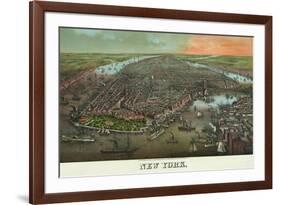 Birds-Eye View of Manhattan, New York-null-Framed Premium Giclee Print