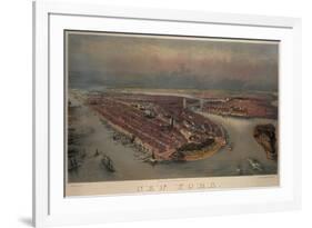 Birds-Eye View of Manhattan, New York-null-Framed Premium Giclee Print