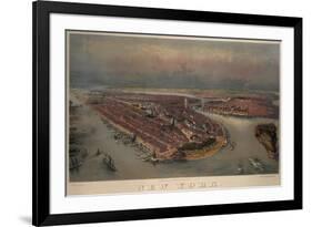 Birds-Eye View of Manhattan, New York-null-Framed Premium Giclee Print