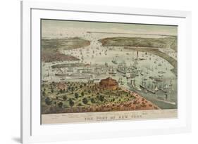 Birds-Eye View of Manhattan, New York-null-Framed Premium Giclee Print