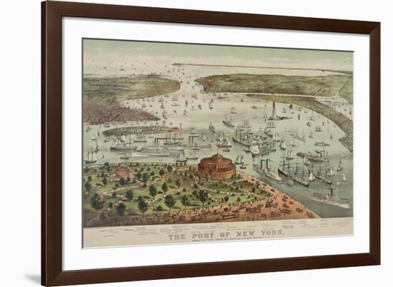 Birds-Eye View of Manhattan, New York-null-Framed Premium Giclee Print