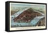 Birds-Eye View Of Manhattan, New York-null-Framed Stretched Canvas