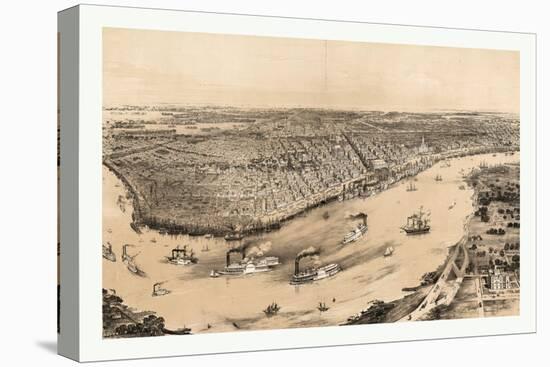 Birds' Eye View of New Orleans Drawn from Nature on Stone, Circa 1851, USA, America-John Bachmann-Stretched Canvas