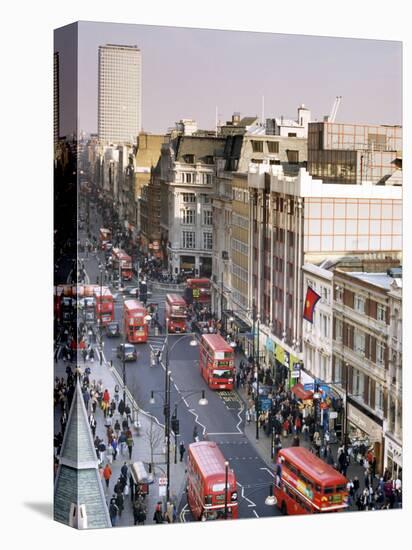 Birds Eye View of Oxford Street Looking East to Centre Point, London, England-Jean Brooks-Stretched Canvas