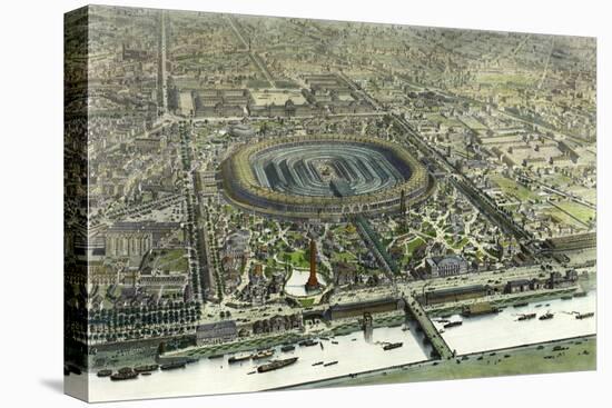 Birds Eye View Of The Universal Exposition In Paris 1867-Vintage Lavoie-Stretched Canvas