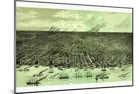 Birds Eye View Showing About Three Miles Square of the Central Portion of the City of Detroit-null-Mounted Giclee Print
