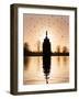 Birds Flock Above Diana Fountain-Charles Bowman-Framed Photographic Print