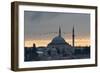 Birds Fly by a Mosque at Sunset-Alex Saberi-Framed Premium Photographic Print