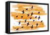Birds Flying, 2020, (Indian ink)-Charlotte Orr-Framed Stretched Canvas
