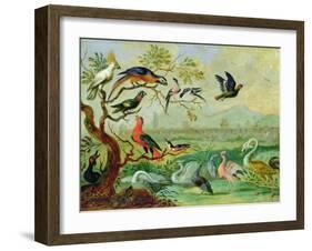 Birds from the Four Continents in a Landscape with a View of Peking in the Background (Oil on Coppe-Ferdinand van Kessel-Framed Giclee Print