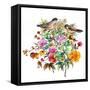 Birds in a Floral Bush-Lauren Wan-Framed Stretched Canvas