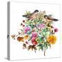 Birds in a Floral Bush-Lauren Wan-Stretched Canvas