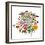 Birds in a Floral Bush-Lauren Wan-Framed Giclee Print