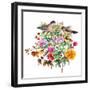 Birds in a Floral Bush-Lauren Wan-Framed Giclee Print
