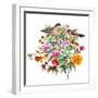 Birds in a Floral Bush-Lauren Wan-Framed Giclee Print