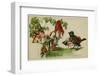 Birds in an Outdoor Cafe are Served by a Gnome-null-Framed Photographic Print