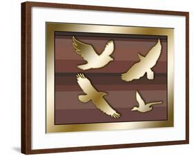 Birds In Flight-Art Deco Designs-Framed Giclee Print