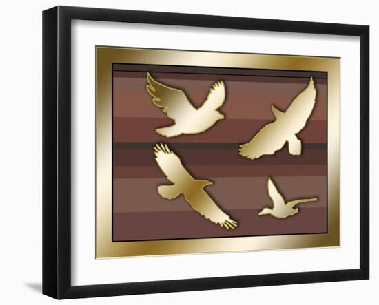 Birds In Flight-Art Deco Designs-Framed Giclee Print