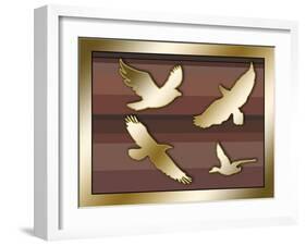 Birds In Flight-Art Deco Designs-Framed Giclee Print