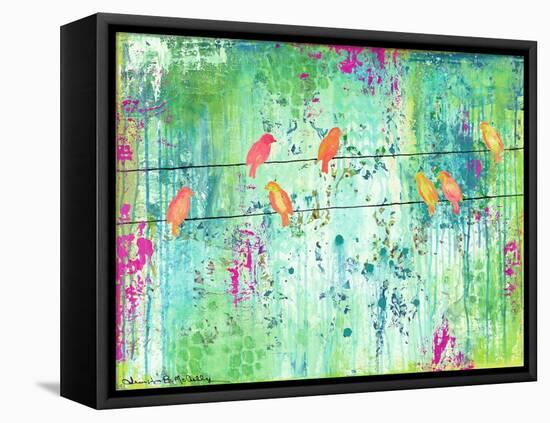 Birds on a Wire-Jennifer McCully-Framed Stretched Canvas