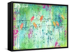 Birds on a Wire-Jennifer McCully-Framed Stretched Canvas