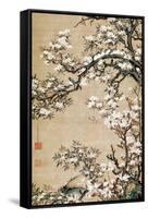 Birds on Aronia Branch-Jakuchu Ito-Framed Stretched Canvas