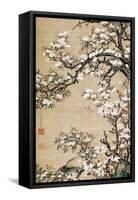 Birds on Aronia Branch-Jakuchu Ito-Framed Stretched Canvas