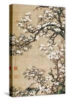 Birds on Aronia Branch-Jakuchu Ito-Stretched Canvas