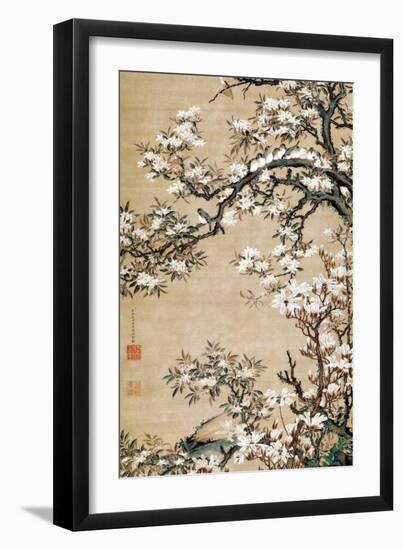 Birds on Aronia Branch-Jakuchu Ito-Framed Premium Giclee Print
