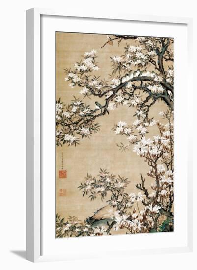 Birds on Aronia Branch-Jakuchu Ito-Framed Premium Giclee Print