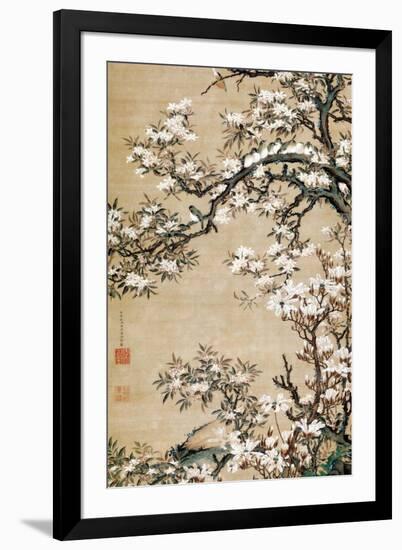 Birds on Aronia Branch-Jakuchu Ito-Framed Giclee Print