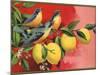 Birds on Lemon Branch - Citrus Crate Label-Lantern Press-Mounted Art Print