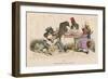 Birds Perform a Medical Operation on an Unidentifiable Creature-null-Framed Art Print