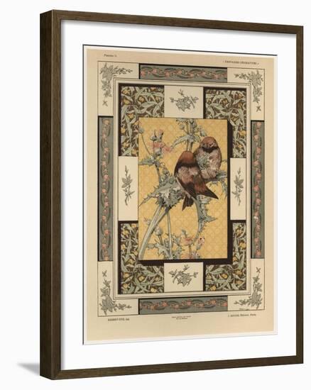 Birds, Plate 35, Fantaisies Decoratives, Librairie de l'Art, Paris, 1887-Jules Auguste Habert-dys-Framed Giclee Print