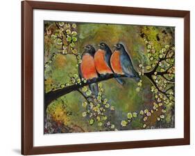 Birds Robins Family Portrait-Blenda Tyvoll-Framed Art Print