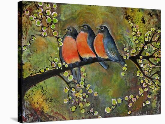 Birds Robins Family Portrait-Blenda Tyvoll-Stretched Canvas