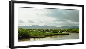 Birds taking flight along bank of Kaladan River, Rakhine State, Myanmar-null-Framed Photographic Print