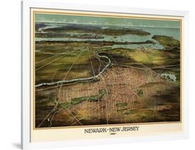 Birdseye View Of Newark, New Jersey 1916-Vintage Lavoie-Framed Giclee Print