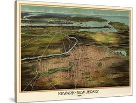 Birdseye View Of Newark, New Jersey 1916-Vintage Lavoie-Stretched Canvas