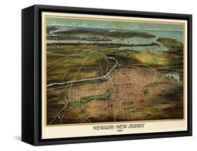 Birdseye View Of Newark, New Jersey 1916-Vintage Lavoie-Framed Stretched Canvas