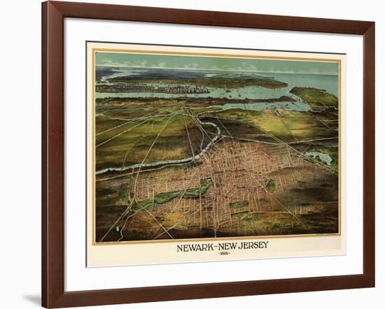 Birdseye View Of Newark, New Jersey 1916-Vintage Lavoie-Framed Premium Giclee Print